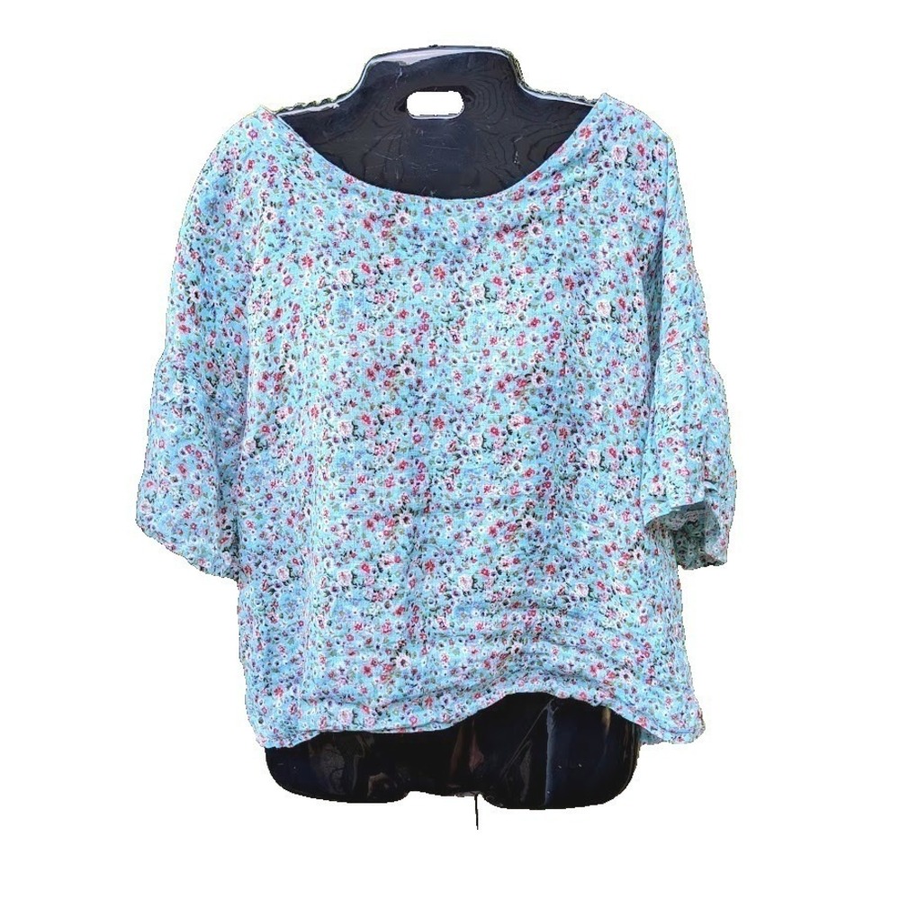 Viola Borghi 100% Linen Womens Top S Chintz Ditsy Floral Relaxed Cottagecore